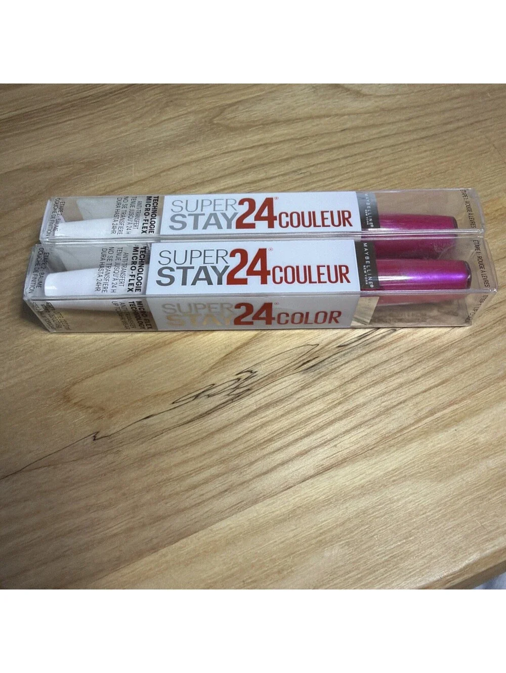 Maybelline Superstay 24 Color Lasting Lip Color New In Box Lot of 2 #220 Fuschia